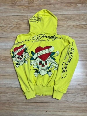 Sudadera con capucha por goteo de diamantes de imitación Ed Hardy Love Kills Y2K rara de colección Foto 1 de 4