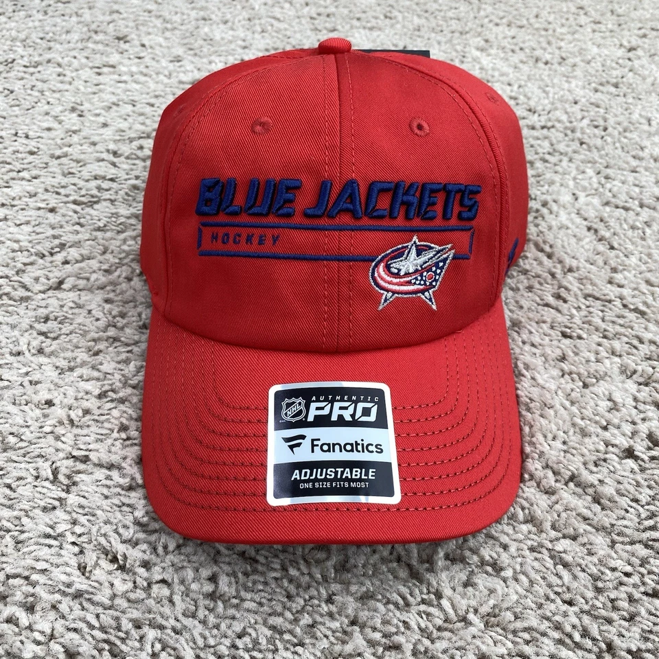 Fanatics Branded NHL Columbus Blue Jackets Mens Hat Red Pro Rinkside Adjustable