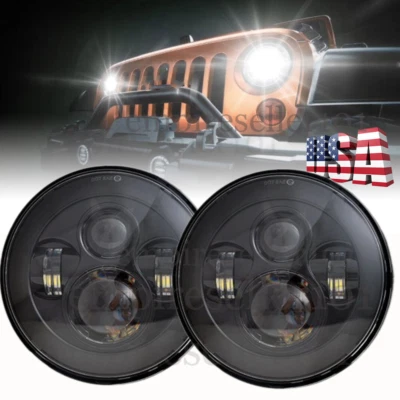 Par de faros LED halo redondos de 7 pulgadas alto/bajo para Jeep Wrangler JK LJ TJ 1997-2017 Foto 1 de 4
