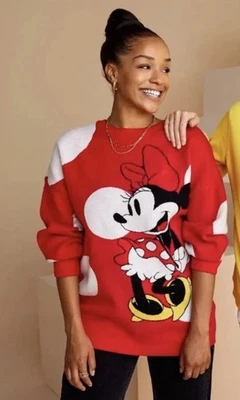Suéter Disney Minnie Mouse Rojo Blanco Lunares Adultos Talla Grande Disneyland R1 Foto 1 de 4