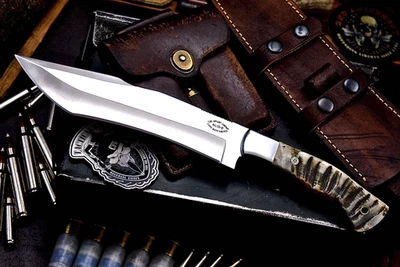 CFK Handmade AUS 8 Custom GENUINE SHEEP HORN Large Hunting Chopping Hiking Knife - Image 1 of 4