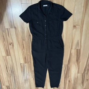 Outerknown Jumpsuit Damen Gr. S Schwarz S.E.A. Knopf Bio Baumwolle Leinenmischung - Bild 1 von 14