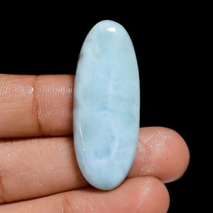 100% Natural Larimar Oval Shape Cabochon Loose Gemstone 39.5 Ct 40X15X5mm OB-392 - Picture 1 of 5