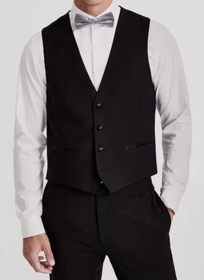 Calvin Klein Men's Black Slim-Fit Wool-Blend Tuxedo Suit Vest Sz Medium - Image 1 of 2