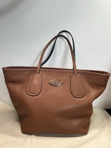 Vintage Coach Taxi Crossgrain Leather Tote Saddle Brown - Picture 1 of 17