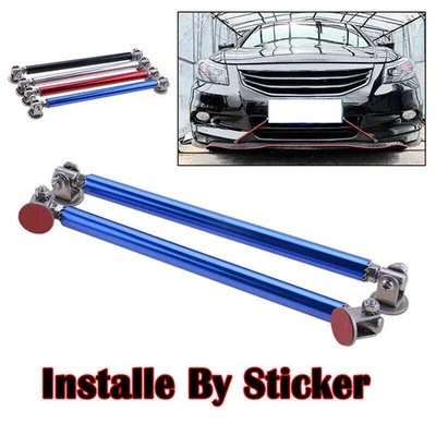 2PCS Blue Adjustable Front Bumper Lip Splitter Strut Tie Bar Support Rod 15cm - Image 1 of 4