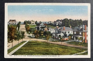Postal de colección vista de pájaro Randolph Macon Heights Lynchburg Virginia UNP - Imagen 1 de 2