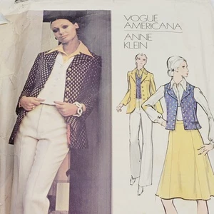Vogue Americana 2689 Anne Klein Suit Waistcoat Vest 70s 80s Tailored 12 Pattern - Picture 1 of 8