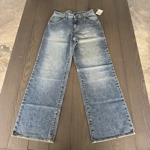 Guess Jeans Young Mens Size 16 (32x30) Blue Wash Wide Leg Baggy Distressed Denim - Picture 1 of 16