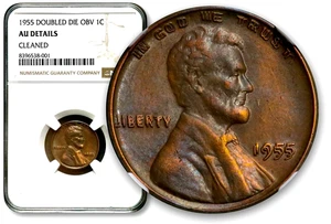 1955 1C Lincoln Wheat Cent - Double Die OBV - NGC AU Details RARE CC805 - Picture 1 of 11