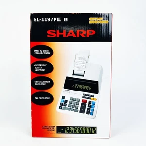 Sharp EL-1197PIII Heavy Duty 12-Digit Printing Calculator w/ Clock & Calendar - Picture 1 of 10