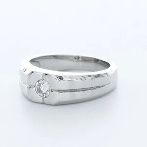 1/3 Carat G SI1 Round Cut Natural Certified Diamond 18k Gold Classic Men's Ring - Picture 1 of 3