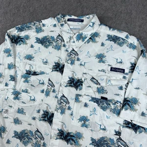 Columbia PFG Shirt Mens XLT TALL Button Up Short Sleeve Vented Fish Animal Print - Picture 1 of 11