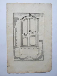 Elevation Plan Arched Door Engraving 18th Century Ornamented Decoration - Picture 1 of 2