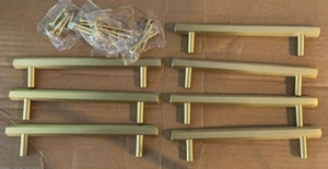 QOGRISUN Brushed Gold Modern Kitchen Cabinet Handles Bar Pull Drawer  lot of 7 - Picture 1 of 5