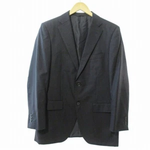 HARDY AMIES Tailored Jacket Blazer Striped Wool 100AB7 Black 1108 Used 2c70130d0 - Picture 1 of 9