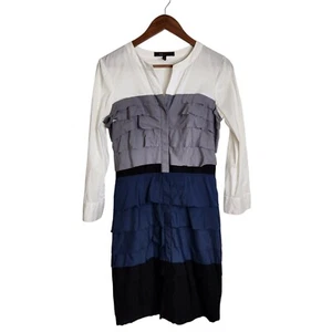 BCBG Maxazria Tiered Sheth Dress Women's Size 6 L/S White, Gray,  Navy, Black - Picture 1 of 19