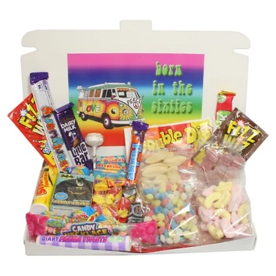 BORN IN THE 60S RETRO SWEETS BIRTHDAY OR CHRISTMAS GIFT BOX