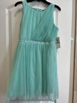 MY MICHELLE RUCHED TURQUOISE PARTY HOLIDAY EASTER DRESS GIRLS Sz 12 NEW NWT - Image 1 of 4