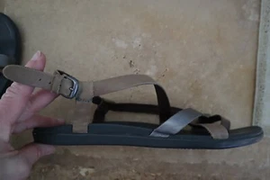 Brown & Pewter Leather OLUKAI Ankle Strap Sandals w/BIg Toe Loop US 10 - Picture 1 of 6