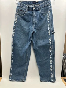 Tommy Hilfiger Vtg 90s Jeans SPELLOUT Denim Baggy Straight Carpenter Men 32 X 32 - Picture 1 of 20