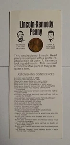 1974 Sammlerstück Lincoln-Kennedy Penny mit Papier • unzirkulierte Vintage-Münze - Bild 1 von 4