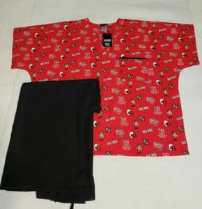 NWT Scrub Dudz Red University Of Nebraska Scrub Top & Pants Big Red /Size XL - Picture 1 of 22
