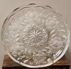 Rare American Brilliant Cut Antique 12” Crystal Glass Platter - Picture 1 of 8
