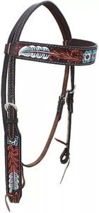 Nuovo poggiatesta cavallo occidentale tooled premium pelle accessorio cavallo - Foto 1 di 1