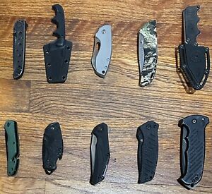 Lot of 10 Folding Knives -  Kershaw / SOG / CRKT / Buck / Gerber