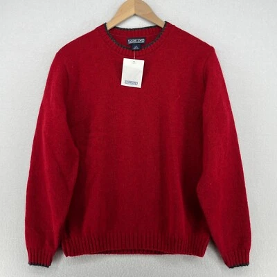 Vintage LANDS END Sweater Womens M 100% Wool Pullover Jumper Holiday Red USA NEW - Image 1 of 4