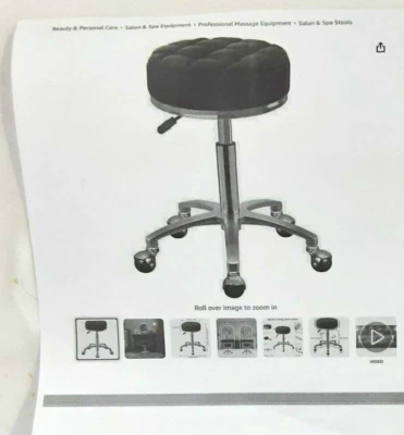 New, Black Vanity Stool w/Wheels – Height Adjustable - Image 1 of 4