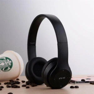 CUFFIE P47 MUSICA AURICOLARI BLUETOOTH SMARTPHONE TABLET OTTIMO SUONO NERE - Picture 1 of 5