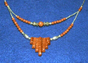 Native American made Necklace Goldstone & Silver Beads JT05 - Picture 1 of 2