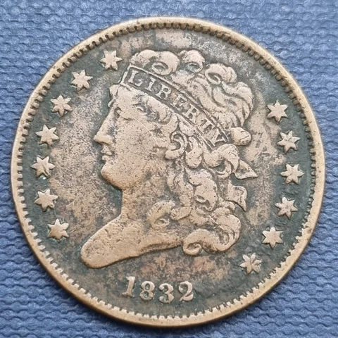 1832 Classic Head Half Cent 1/2c Better Grade XF Details #60445 Cover
