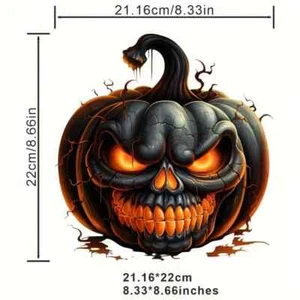 Halloween Black Scary Pumpkin Iron On Decal - Foto 1 di 4