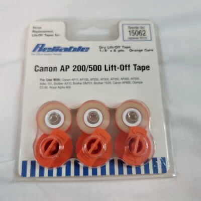 VINTAGE RELIABLE CANON AP 200/500 LIFT-OFF TAPE ORANGE CORE (PACK OF 3 TAPES)NEW - Image 1 of 4