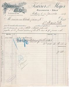 Alte Rechnung 1902 Karrer & Meyer Mülhausen Elsaß Mulhouse Litho Dokument - Picture 1 of 1