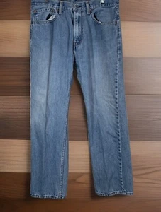 Levi's Men's 505 Classic Straight Leg Blue Jeans Light Wash Full Zip EUC - Picture 1 of 5