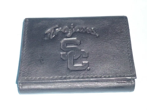 USC TROJANS   Leather TriFold Wallet    NEW    black 3v  m1 rw Cover