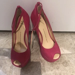 Giuseppe Zanotti wedge platform pink suede curve Gem size 36 - Picture 1 of 4