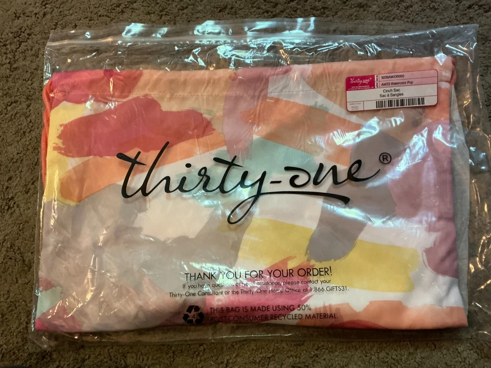 Saco de cincha con cordón Thirty One en acuarela pop Foto 1 de 1