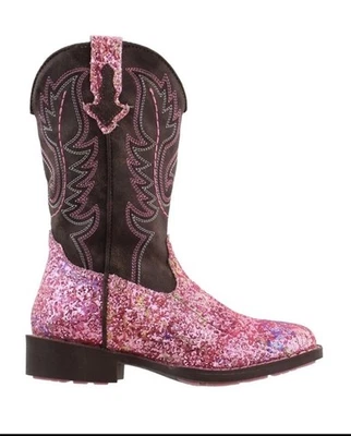 Botas informales Roper Southwest Glitter punta cuadrada vaqueras jóvenes niñas marrón, rosa Foto 1 de 4