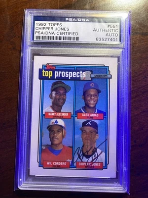 1992 Topps Prospects RC Chipper Jones PSA DNA AUTO Authentic Signed Autograph - Image 1 of 4