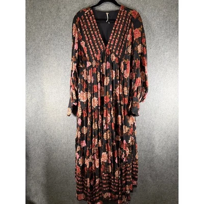 Free People Women's Rows of Roses Maxi Dress Medium Boho Floral Prairie - Image 1 of 4