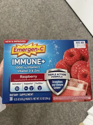 Emergen-C Immune+ Support Vitamin C Vitamin D Zinc Rasberry 1000mg - Image 1 of 3