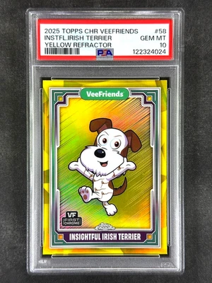 2025 Topps Chrome VeeFriends #58 Irish Terrier Yellow Refractor Rookie RC PSA 10 - Image 1 of 2