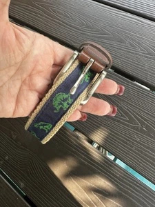 Wembley Navy Khaki Dino Dinosaur Size Small 22/24 Boys Kids Belt Leather 4 - Picture 1 of 12