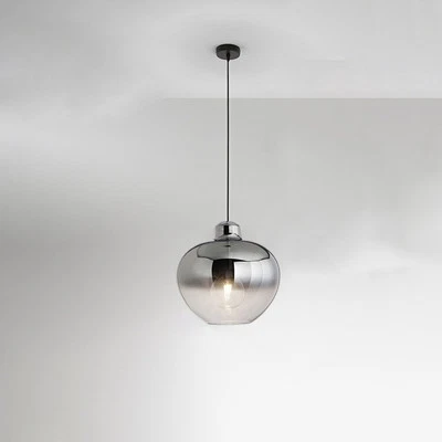 Sospensione Contemporanea Bowl Metallo Cromo Vetro Fumè 1 Luce E27 - Immagine 1 di 2