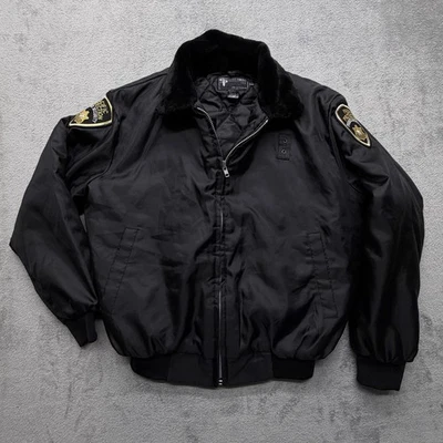 Tact Squad Security Bomber Jacket Mens Large Black Collar Quilted Lining 1001 - Image 1 of 4